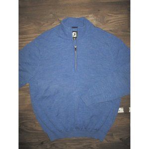 FootJoy 100% Wool LARGE Blue 1/4 Zip Pullover Golf Sweater FJ